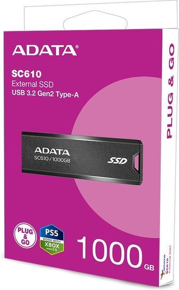 Портативний SSD ADATA SC610 1TB USB 3.2 550/500Mb/s Black 00-00078129 фото