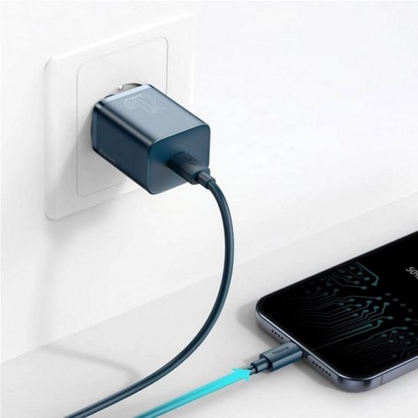 Адаптер мережевий Baseus Super Si Quick Charger 1C 20W EU Blue 50651 фото