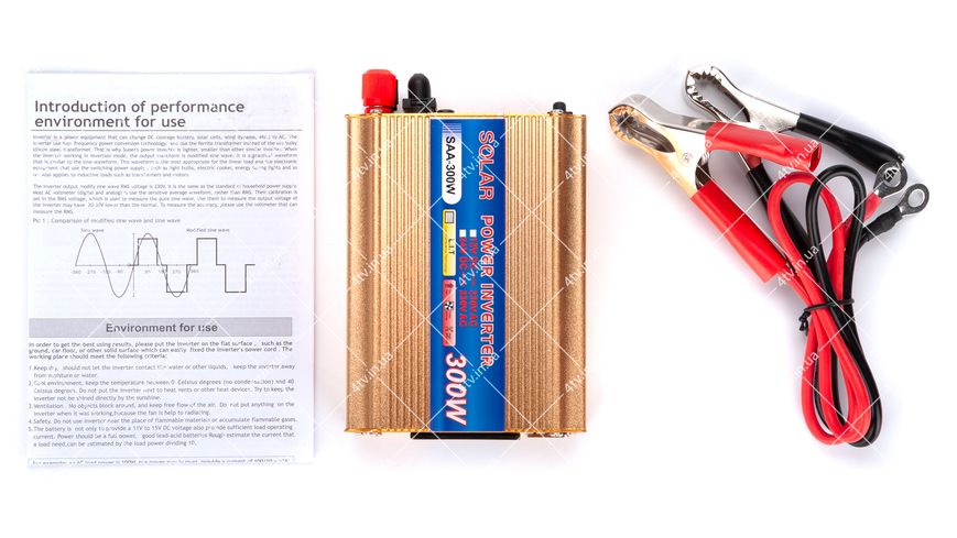 Інвертор c 12V на 220V Solar SAA-300W + USB 43514 фото