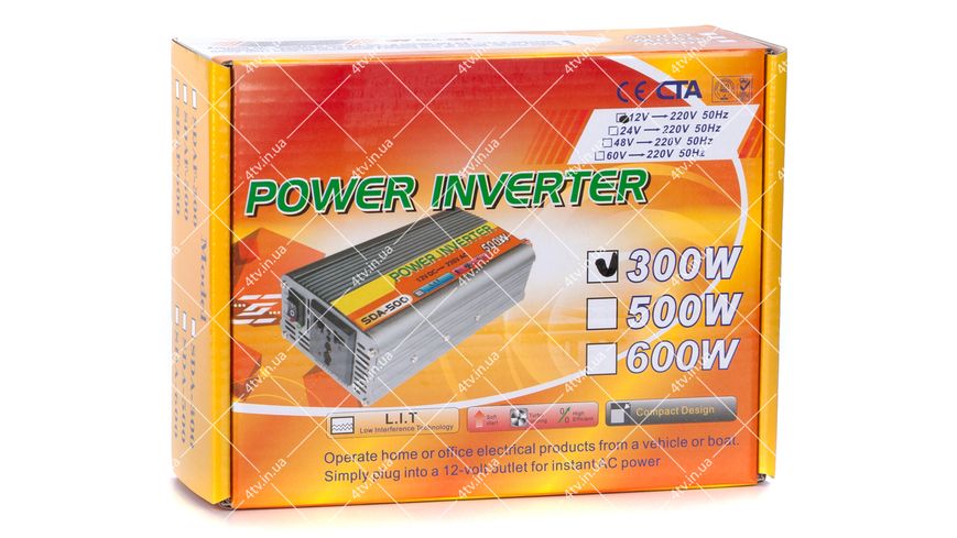 Інвертор c 12V на 220V Solar SAA-300W + USB 43514 фото