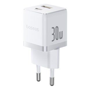 Мережевий зарядний пристрій Baseus Palm Fast Charger C+U 30W EU Moon білий 00-00077934 фото