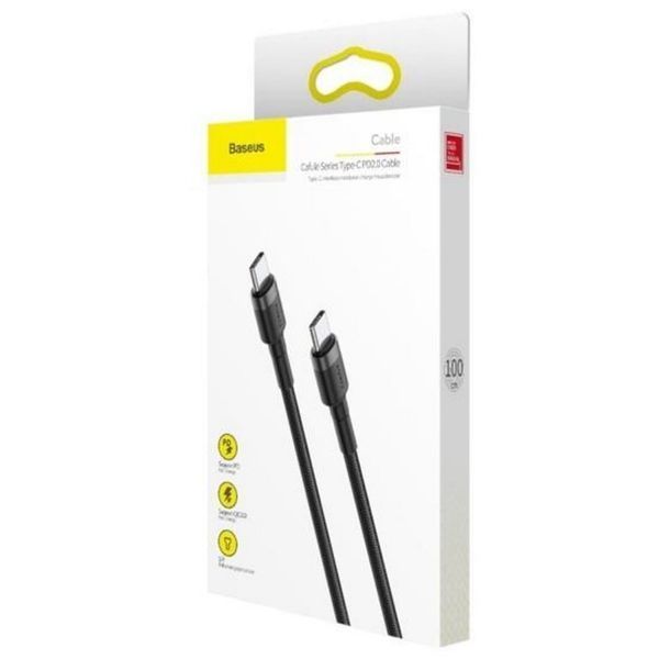 Кабель Baseus Cafule PD2.0 Type-C - Type-C 60W Gray+Black 1 метр 49757 фото