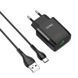 Адаптер мережевий HOCO C72Q Glorious single port QC3.0 charger set(Type-C) 18W Black 00-00077730 фото 1
