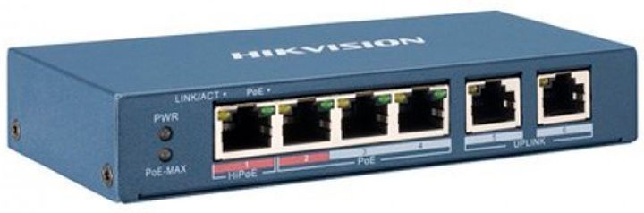 Hikvision DS-3E0106P-E/M(B) POE Коммутатор 4 порта неуправляемый 00-00078293 фото