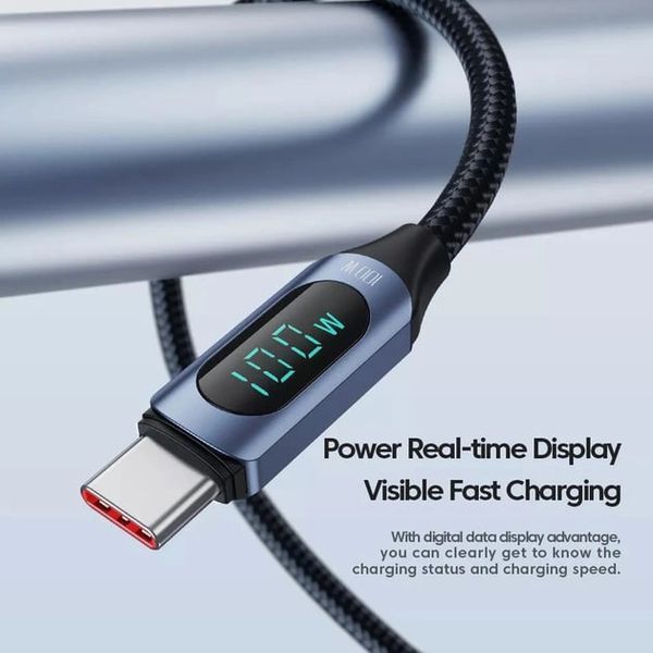 Кабель Toocki Type-C - Type-C + LED 1 метр 100W 48048 фото