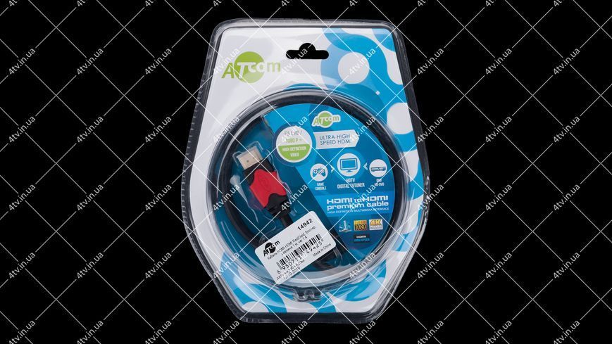 Кабель HDMI-HDMI ATcom Red/Gold v.1.4 1 метр блістер 42802 фото