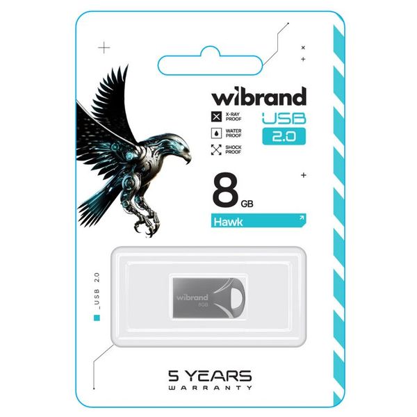 Накопичувач Wibrand Hawk 8Gb Silver USB 2.0 (WI2.0/HA8M1S) 51432 фото