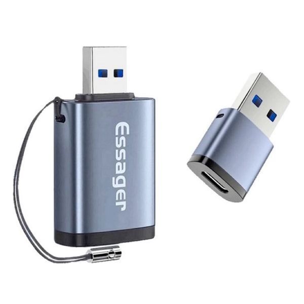 Переходник OTG Essager Soray Type-C -USB3.0 grey 51692 фото