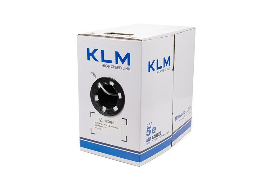 KLM UTP CAT5E 4Pх0.5 PVC CCA W, білий 305м = 1 бхт. кабель вита пара 27498 фото