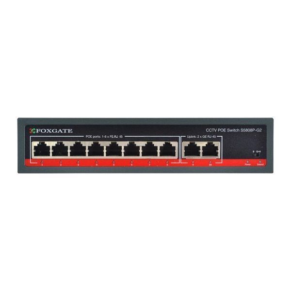 POE CCTV комутатор FoxGate S5808P-G2 (120W) 00-00078092 фото