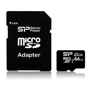 Карта памятиmicroSDXC (UHS-1) 64GB SiliconPower Elite class 10 adapter SD (SP064GBSTXBU1V10-SP) 48669 фото