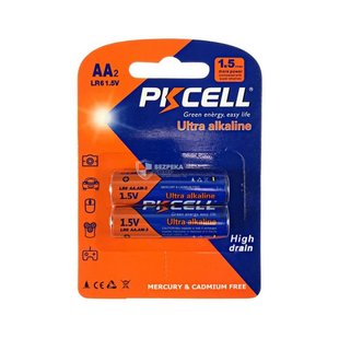 Батарейка PKCELL ULTRA ALKALIN 1.5V AA/LR6 2 шт блістер 49707 фото