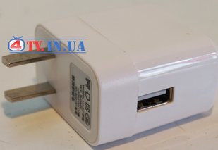 Адаптер мережевий 220В USB 5V 1000mA білий 49069 фото