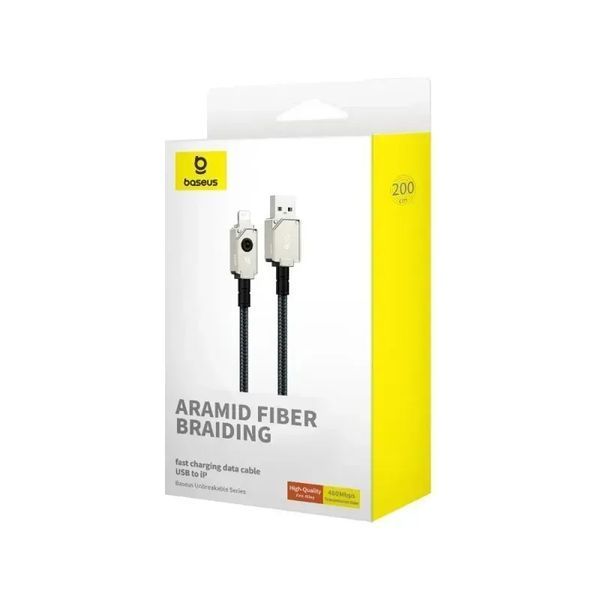 Кабель Baseus Unbreakable Series Fast Charging Data Cable USB to iP 2.4A 2m Stellar White 00-00078804 фото