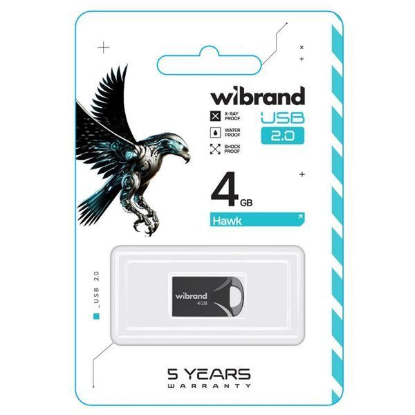 USB 2.0 Wibrand Hawk 4Gb Black 51704 фото