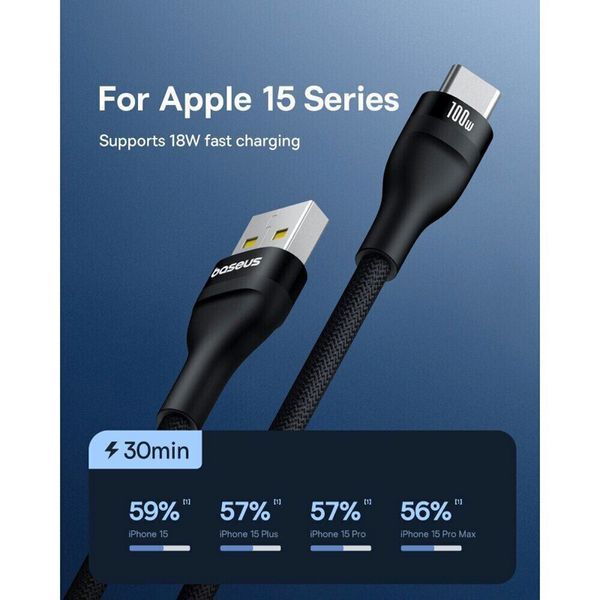 Кабель Baseus Flash 2 Charging Cable USB to USB-C 100W 2m Cluster Black 00-00078097 фото
