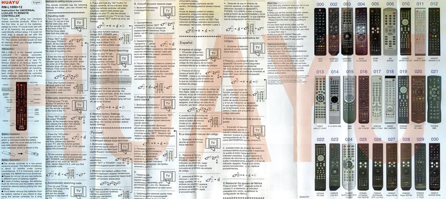 Пульт універсальний для телевізорів Huayu RM-L1098+8 (12) 41760 фото