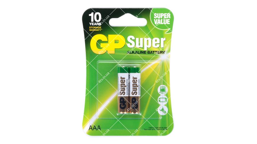 Батарейка GP Super Alkaline 1.5V AAA LR3 GP24A 2шт блістер 27307 фото