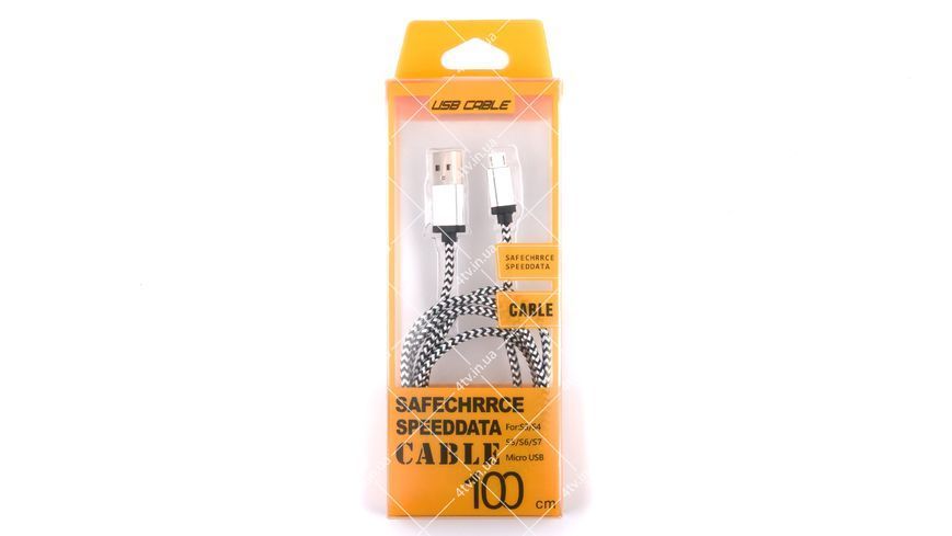 Кабель USB 2.0 AM to Micro USB 5pin сірий тканинна оплетка 1.0 метр 41783 фото