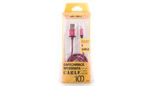 Кабель USB 2.0 AM to Micro USB 5pin розовый тканевая оплетка 1.0 метр 41789 фото