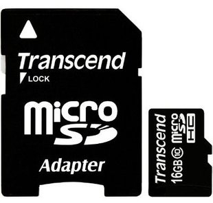 Карта пам&#39;яті microSDHC UHS-I Transcend 16GB class 10 adapter SD (TS16GUSDU1) 48678 фото