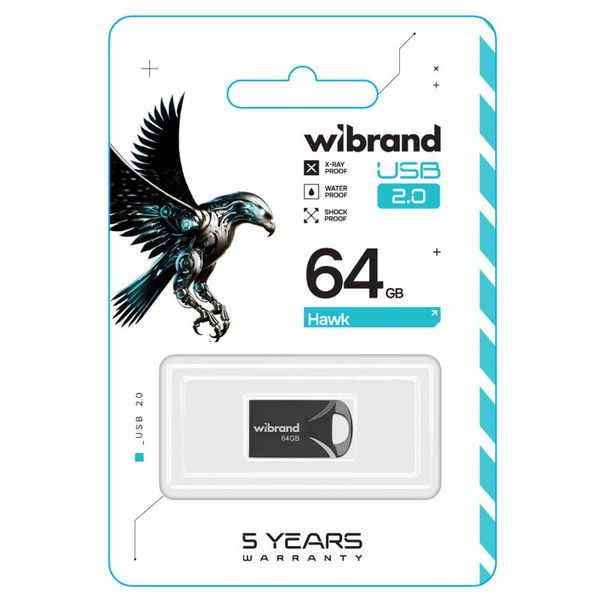 Накопичувач Wibrand Hawk 64Gb Black USB 2.0 (WI2.0/HA64M1B) 50838 фото