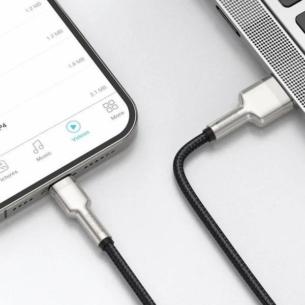 Кабель Baseus Cafule Series Metal Data Cable USB to IP 2.4A 1m Black 00-00077897 фото