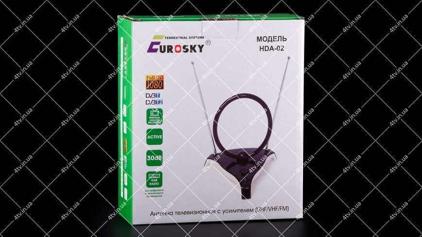 Т2 антена Eurosky HDA-02 кімнатна активна 220V 42300 фото