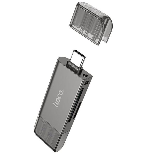 Хаб Hoco HB39 USB/Type-C 3.0 High-Speed Card Reader Metal Gray 50839 фото