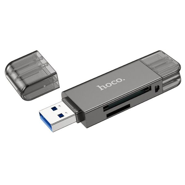 Хаб Hoco HB39 USB/Type-C 3.0 High-Speed Card Reader Metal Gray 50839 фото