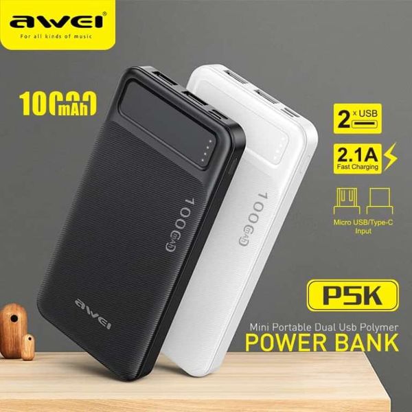 Power Bank Awei P5K 10000 mAh White 46481 фото