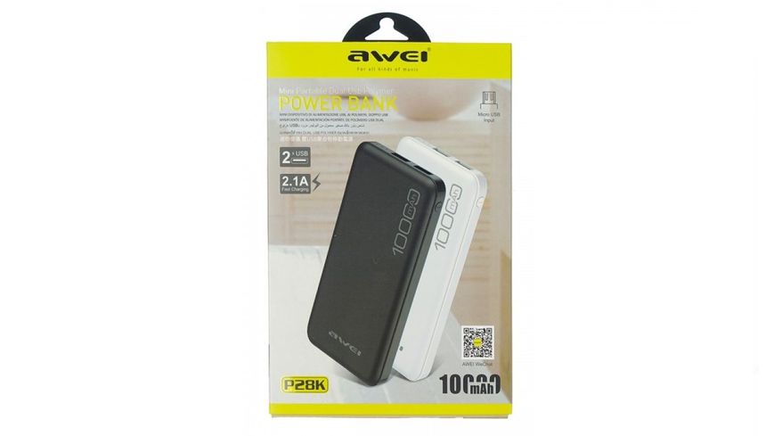 Power Bank Awei P28K 10000 mAh White 44764 фото