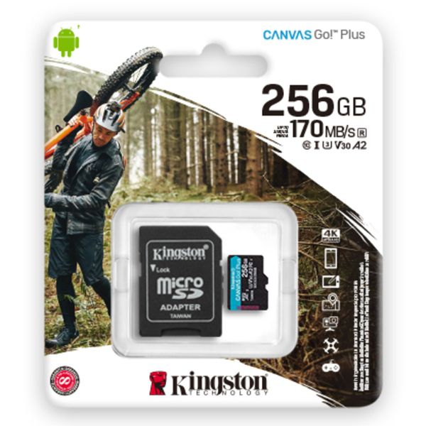 Карта пам'яті microSDXC Kingston 256 GB UHS-1 U3 Class 10 A2 V30 SDCG3/256 GB + adapter SD 51232 фото