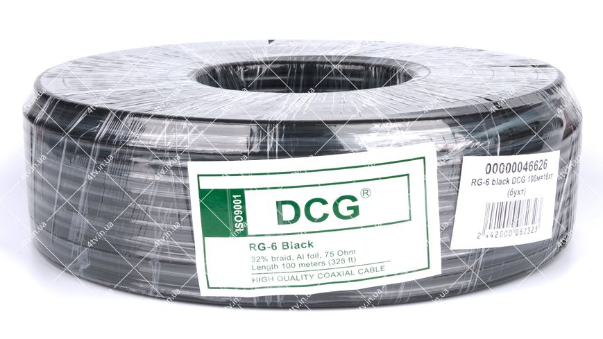 Кабель коаксіальний DCG RG-6 100 метрів 75 Ом чорний 27530 фото