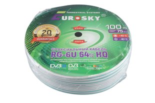 Кабель коаксіальний EUROSAT RG-6 64% 100 метрів 75 Ом 48689 фото