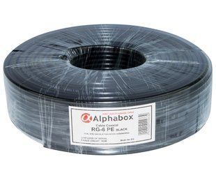 Кабель коаксіальний Alphabox RG-6 PE 100 метрів 75 Ом чорний 27376 фото