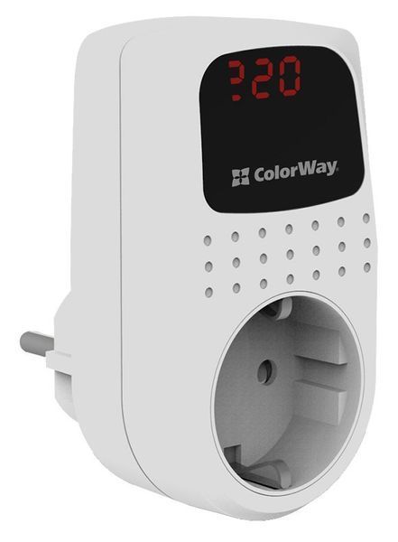 Реле напруги ColorWay DS2 (16A/3680W) 150V-210V/230V-280V white (CW-VR16-02D) 00-00078919 фото