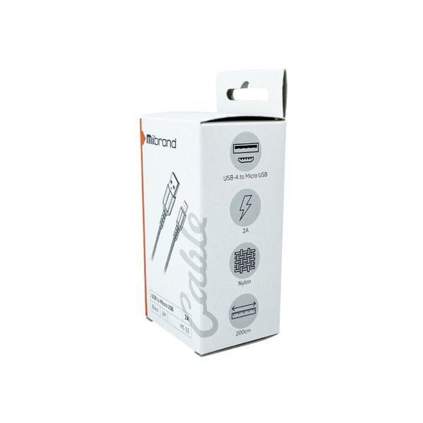 Кабель USB 2.0 AM to Micro USB Mibrand MI-32 Nylon Charging Line чорний 2.0 метра 50736 фото