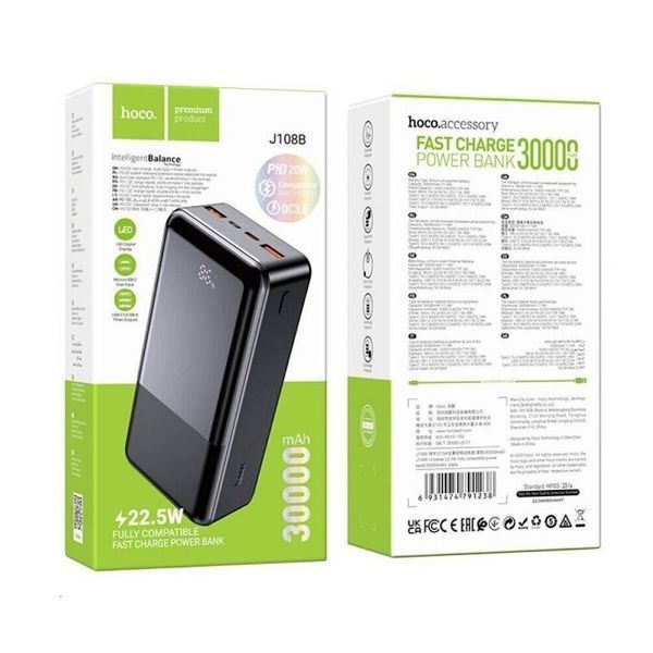 Power Bank Hoco J108B 30000 mAh PD20W+QC3.0 Black 50945 фото