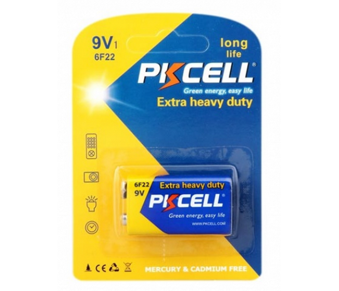 Батарейка PKCELL EXTRA HEAVY DUTY 9V/6LR61 1шт блістер 50730 фото