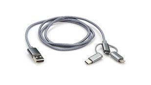 Кабель USB 2.0 AM - Lightning + Micro USB + Type-C Vinga сірий 1.0 метр 42819 фото