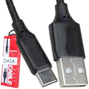 Кабель USB 2.0 AM Type-C сітка чорний 1 метр 47520 фото