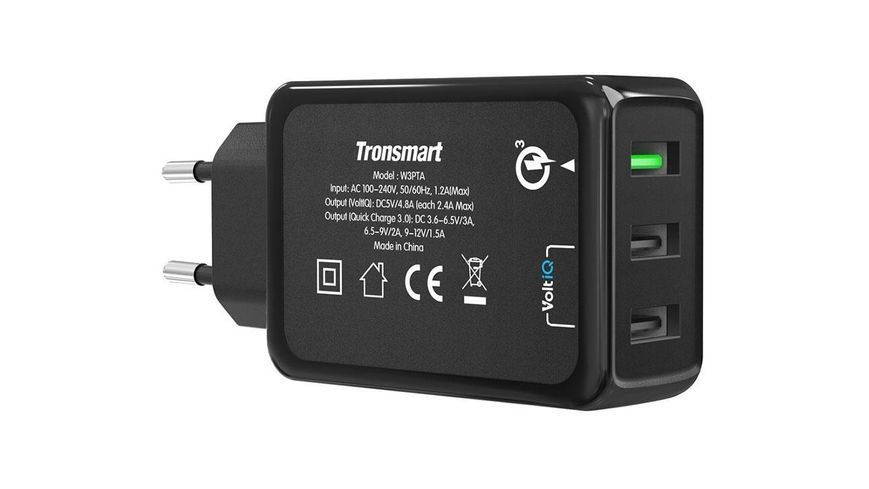 Адаптер мережний Tronsmart W3PTA Quick Charge 42W USB 3.0 3 порти 42000 фото