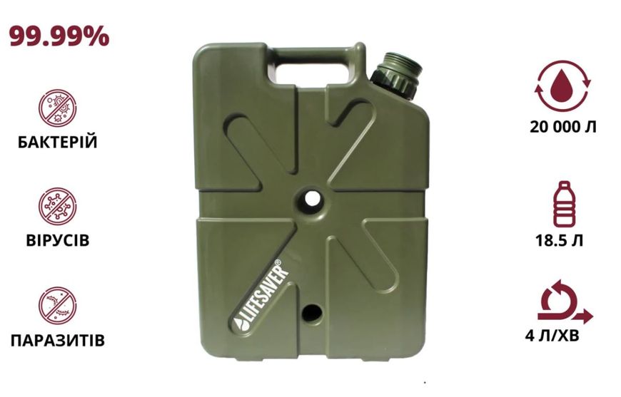 Каністра для очищення води LifeSaver Jerrycan Army Green 48800 фото