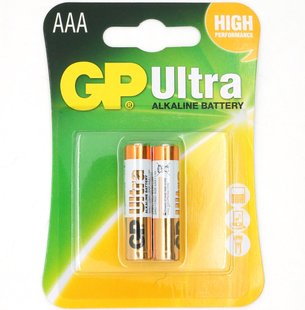 Батарейка GP Ultra Alkaline 1.5V AAA 2 шт блістер 27555 фото