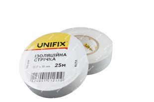 Стрічка ізоляційна UNIFIX ETU-25W біла 0.17х18мм 25м 49806 фото