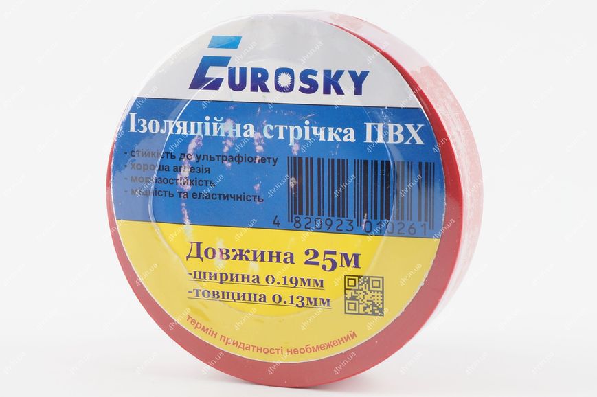 Стрічка ізоляційна Eurosky 25 метрів червона 26038 фото