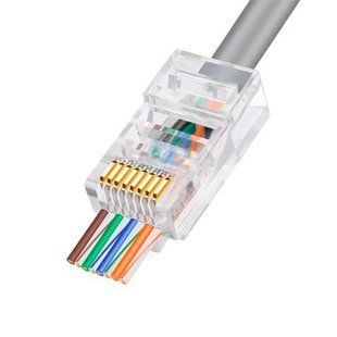 Роз'єм конектор Eurosky RJ-45 8P8C Cat.5 прохідний 100 шт 50743 фото