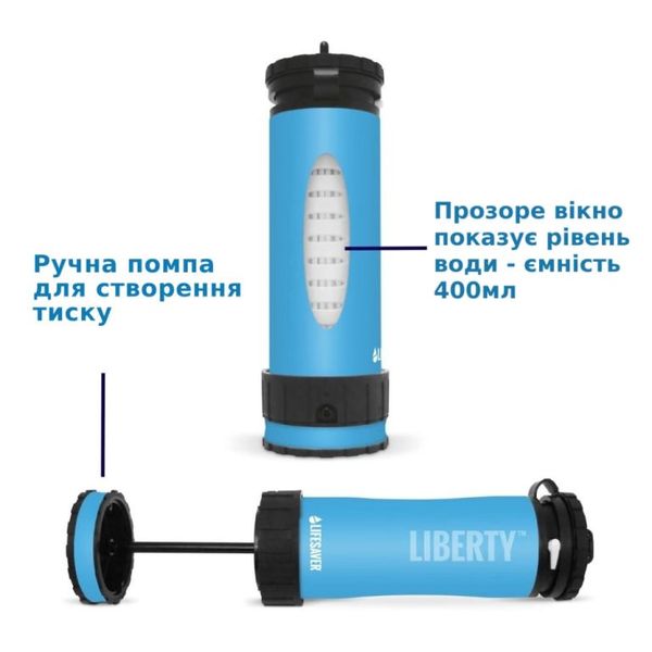 Портативна пляшка для очищення води LifeSaver Liberty Orange 48808 фото