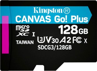 Карта пам'яті microSDXC Kingston 128GB U3 V30 A2 (SDCG3/128GBSP) 47728 фото